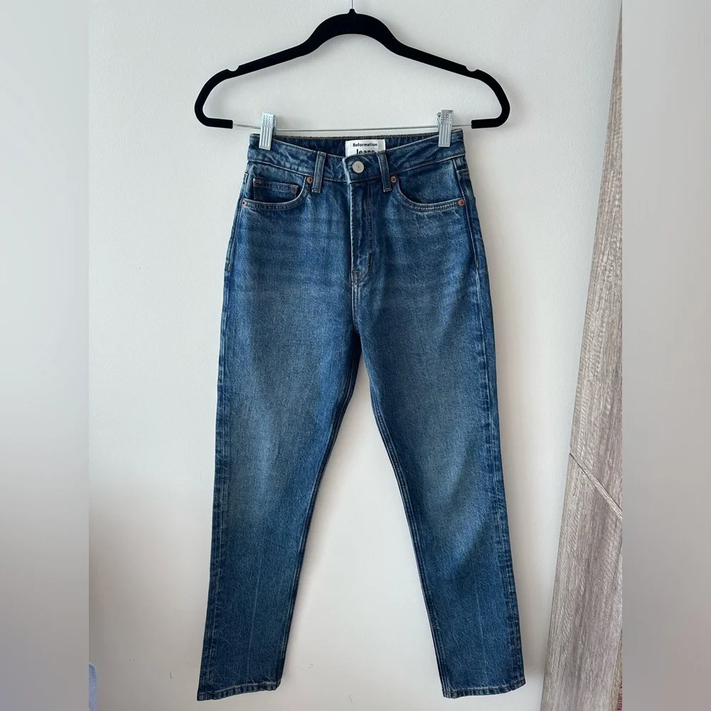 Reformation denim high rise straight jeans NEW - Picture 1 of 7